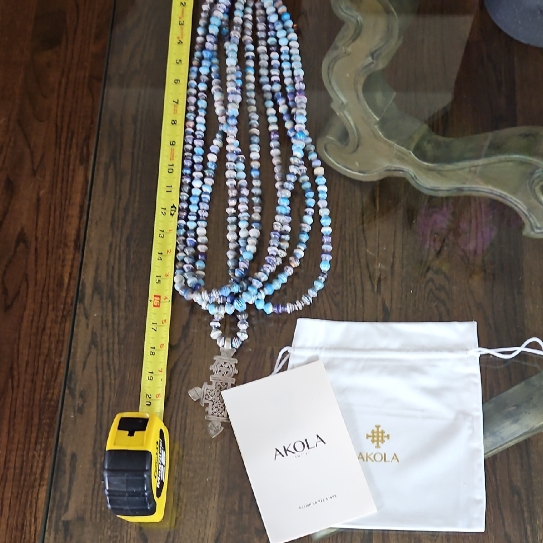 Akola Blue Beaded Necklace Approx 17